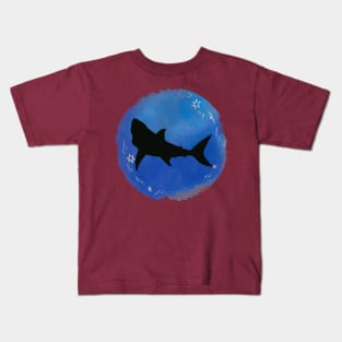 watercolor with shark silhouette Kids T-Shirt